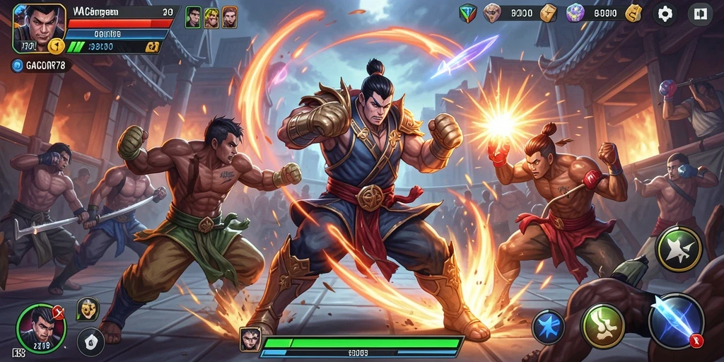 Screenshot GACOR78 menunjukkan pertarungan seru dengan karakter-karakter yang dinamis.