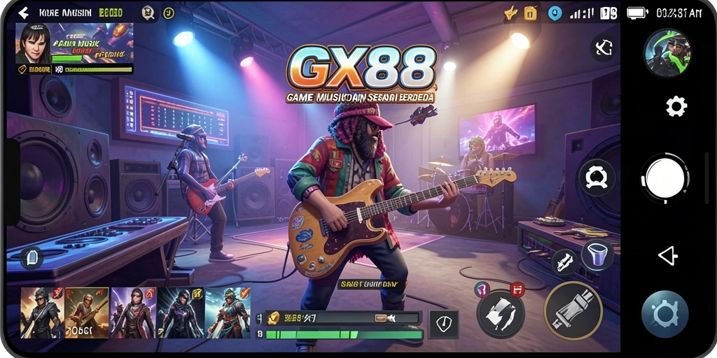 Tampilan gameplay GX88 yang penuh warna dan energik.