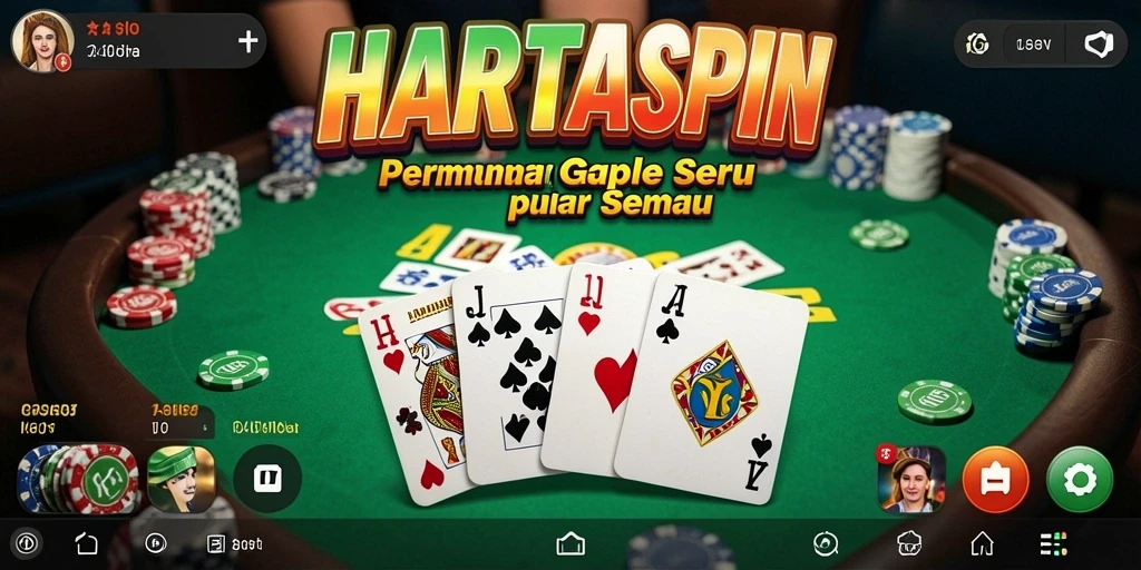 Screenshot HARTASPIN yang menunjukkan keseruan bermain Gaple.