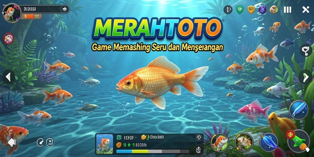 Tampilan gameplay memancing yang menarik dan penuh warna di MERAHTOTO.