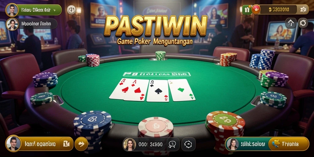 Tampilan layar permainan Poker yang mendebarkan di PASTIWIN.