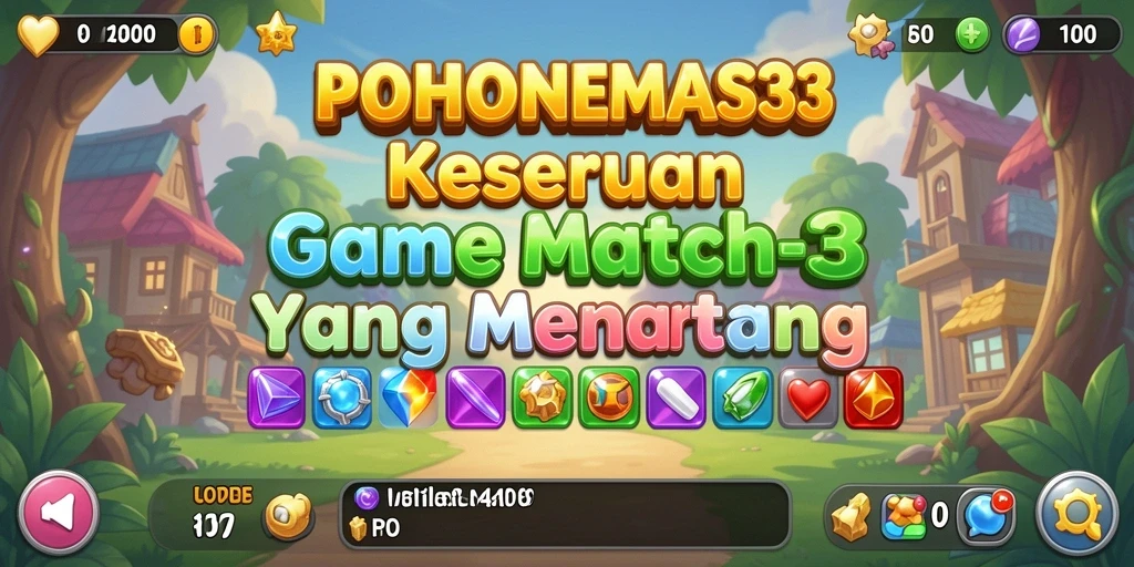Tampilan gameplay yang seru di POHONEMAS33 dengan mekanisme Match-3.