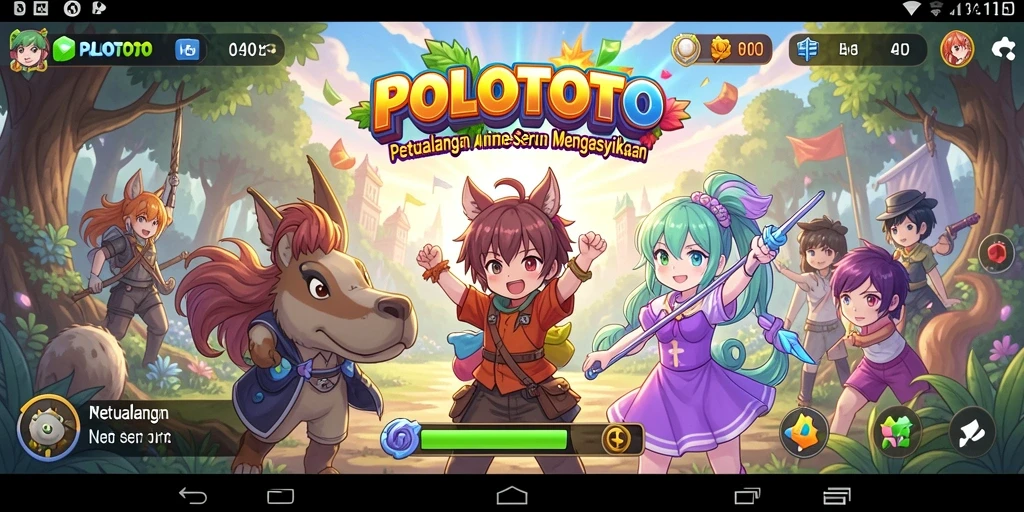 Screenshot POLOTOTO menampilkan aksi seru dalam dunia anime.