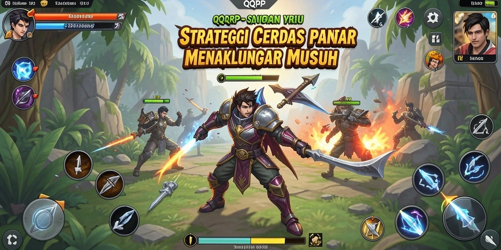 Screenshot gameplay QQRP menampilkan pertempuran strategis yang intens.