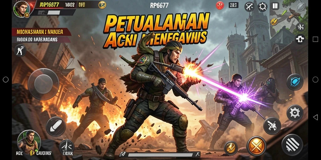 Tangkapan layar utama RP6677 menampilkan pertempuran intens yang mendebarkan.