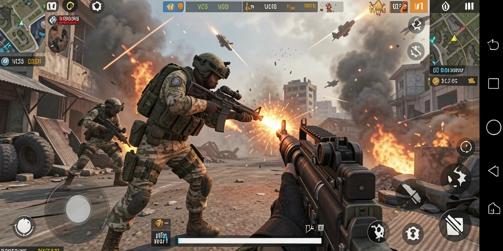 Tangkapan layar gameplay VC55 yang menegangkan dalam aksi TPS.